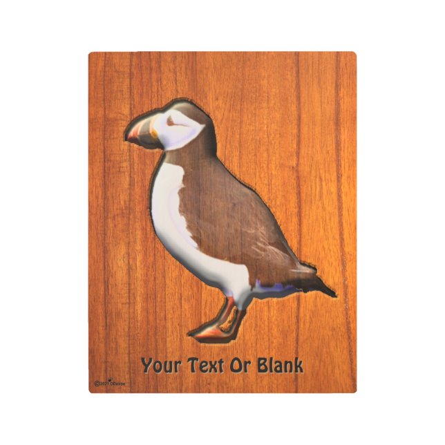 Carved Atlantic Puffin Metal Print (Front)