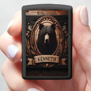 Carved Bear Crest for Kenneth Zippo Lighter