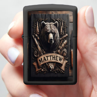 Carved Bear Sign for Matthew Zippo Lighter