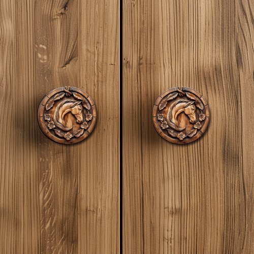 Carved  Beautiful Horse Rope Flowers Ceramic Knob