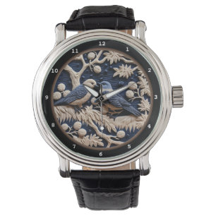 Carved Bird Sculpture with Natural Beauty Watch
