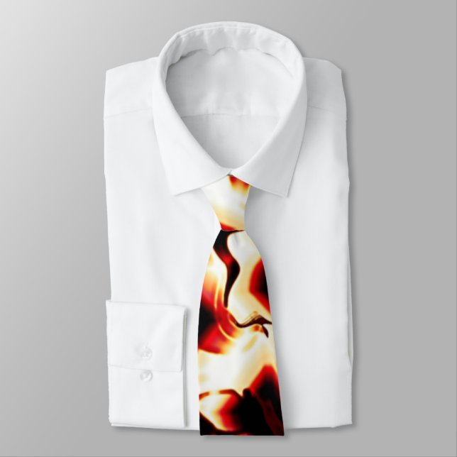 Carved bonfire on darkest red background neck tie (Tied)