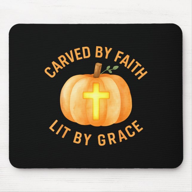Carved By Faith Lit By Grace Pumpkin Cross Christi Mouse Pad (Front)