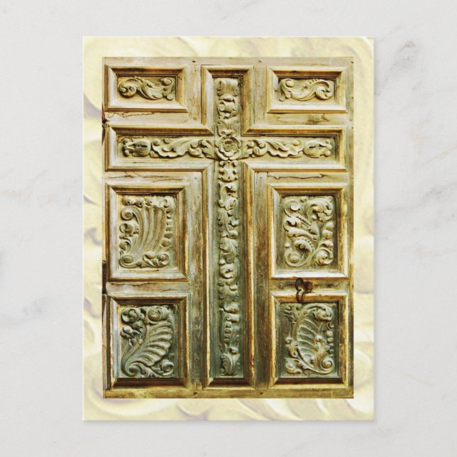 Carved Cross on church door Postcard (Front)