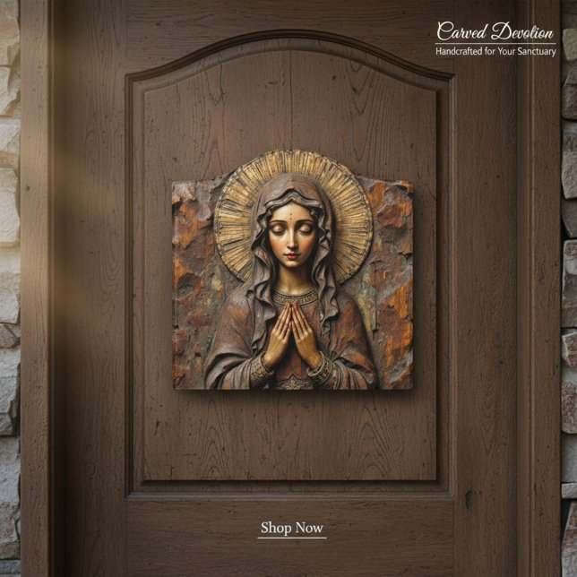 Carved Devotion  Wooden Mary Door Sign (Creator Uploaded)