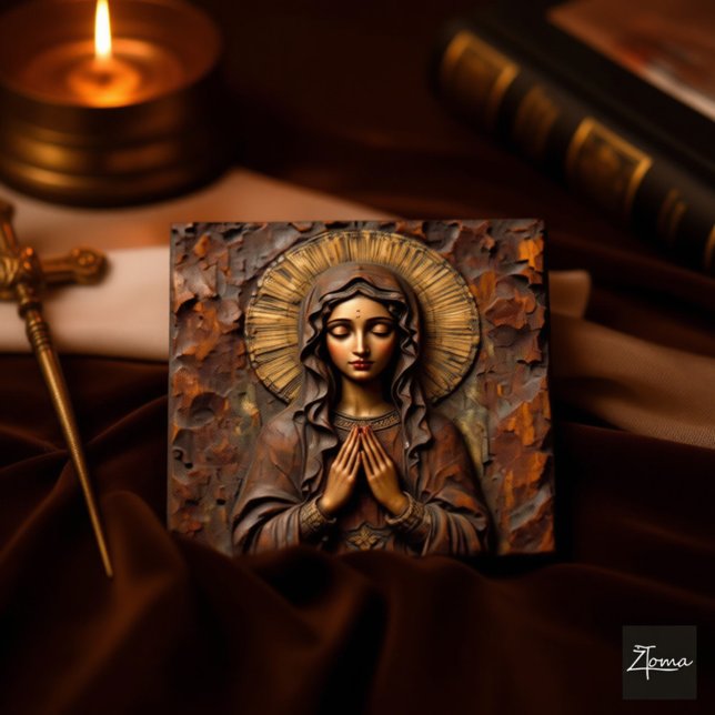 Carved Devotion  Wooden Mary Label (Creator Uploaded)