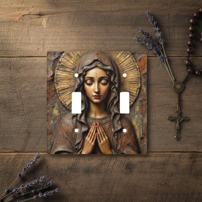 Carved Devotion  Wooden Mary Light Switch Cover (Creator Uploaded)