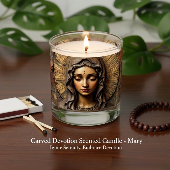 Carved Devotion  Wooden Mary Scented Candle (Creator Uploaded)