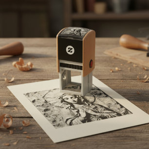 Carved Devotion Wooden Mary Self-inking Stamp
