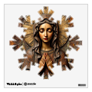 Carved Devotion Wooden Mary Wall Decal
