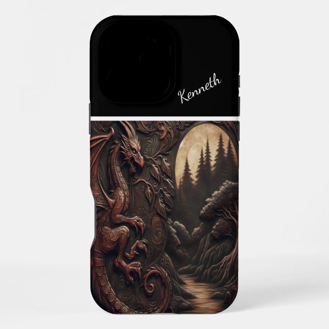 Carved Dragon Under Moonlight Iphone Case (Back)