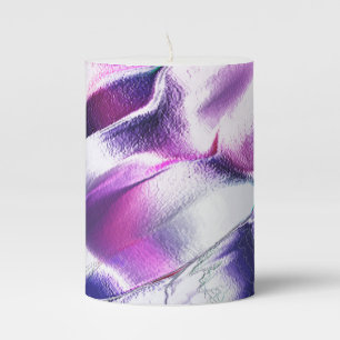 Carved from matte metal, in lilac and purple color pillar candle