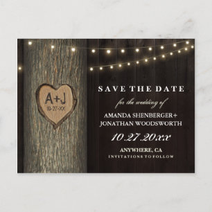 Carved Grandfather Oak Tree Save The Date Cards