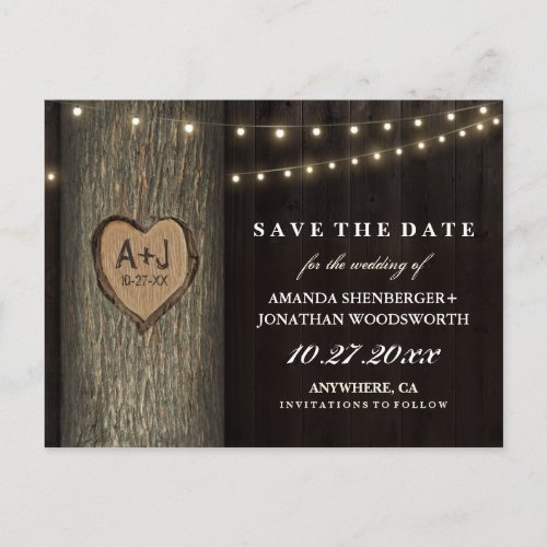 Carved Grandfather Oak Tree Save The Date Cards