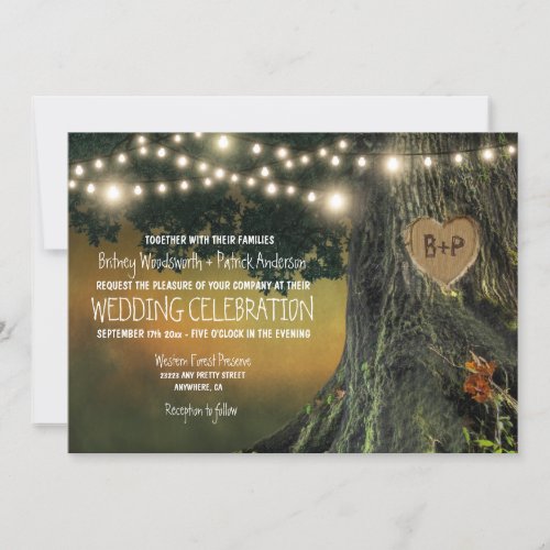 Carved Grandfather Oak Tree Wedding Invitations