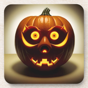 Carved Halloween Pumpkin Beverage Coaster