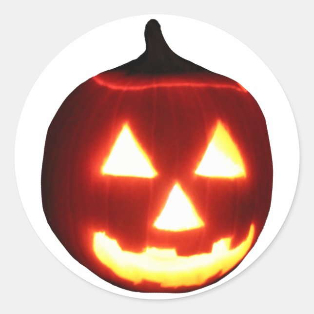 Carved Halloween Pumpkin Classic Round Sticker (Front)
