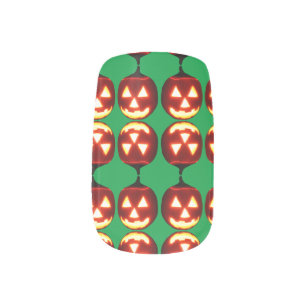 Carved Halloween Pumpkin Minx Nail Art