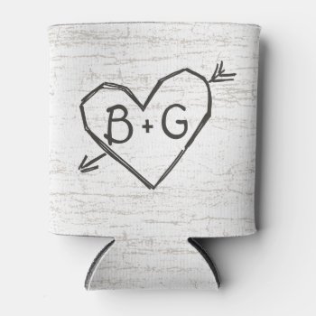 Carved Heart Birch Can Cooler by happygotimes at Zazzle