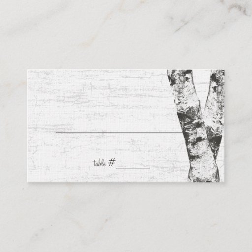 Customizable Carved Heart Birch Tree Seating Cards Business Cards