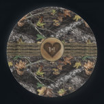 Carved Heart Hunting Camo Party Plates for Showers<br><div class="desc">Carved Heart Hunting Camo Party Plates for Showers - Use these plates for baby showers,  bridal showers,  engagement parties,  rehearsal dinners and more. Features an all over hunting camo print.</div>