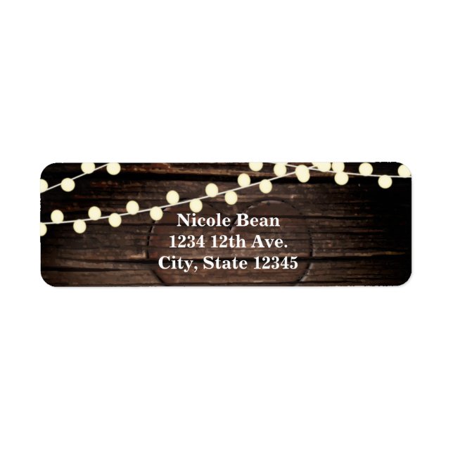 Carved Heart in Wood & String Lights Rustic Label (Front)