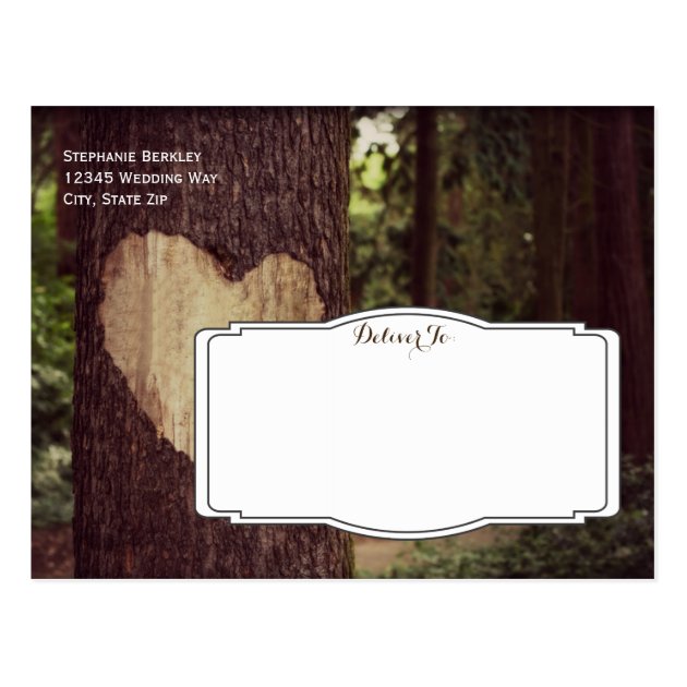 Carved Heart Rustic Tree Save The Date Postcards