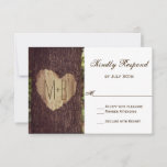 Carved Heart Rustic Tree Wedding Rsvp Cards at Zazzle