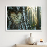 Carved Heart Spring Forest Wedding Newlywed Couple Framed Art