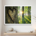 Carved Heart Summer Forest Wedding Anniversary Framed Art
