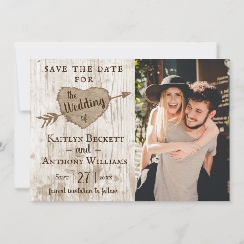 Carved Heart Tree Wedding Photo Save The Date