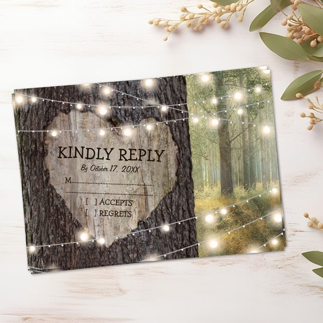 Carved Heart Tree Wedding RSVP Card (Creator Uploaded)