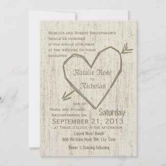 Carved Heart Wedding Invitation
