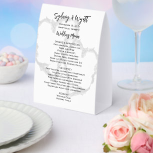 Carved Hearts Standing Wedding Menu Paper Table Tent