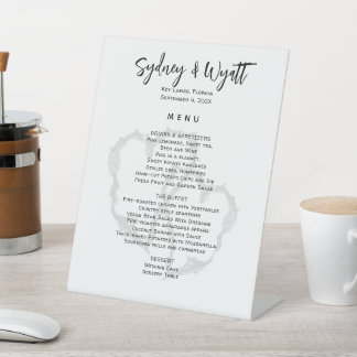 Carved Hearts Standing Wedding Menu Pedestal Sign