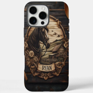 Carved Horse Farm Scene iPhone 16 Pro Max Case