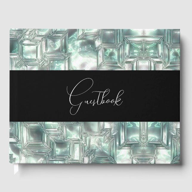 Carved Ice Texture Wedding Guest Book (Front)