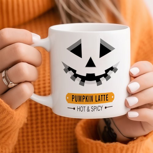 Carved Jack o Lantern Face Pumpkin Latte Halloween Coffee Mug