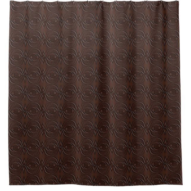 Carved Leather Look Brown Seamless Pattern Shower Curtain (Front)