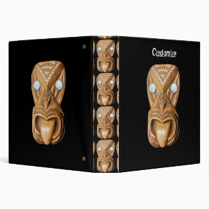 Carved Maori Tiki Face Thunder_Cove 3 Ring Binder