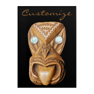 Carved Maori Tiki Face Thunder_Cove Acrylic Print