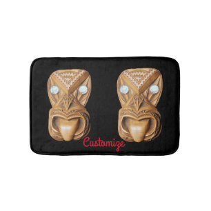 Carved Maori Tiki Face Thunder_Cove Bath Mat