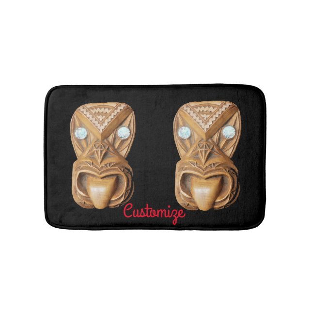 Carved Maori Tiki Face Thunder_Cove Bath Mat (Front)