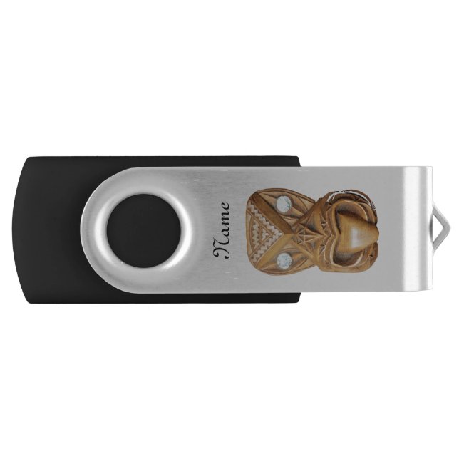 Carved Maori Tiki Face Thunder_Cove Flash Drive (Front)