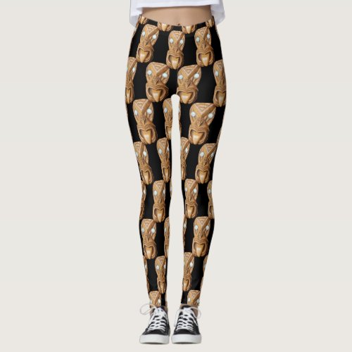 Carved Maori Tiki Face Thunder_Cove Leggings