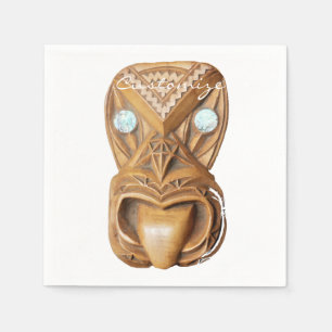 Carved Maori Tiki Face Thunder_Cove Napkins