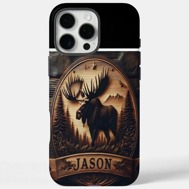 Carved Moose Sign With Name Case-Mate iPhone Case (Back)