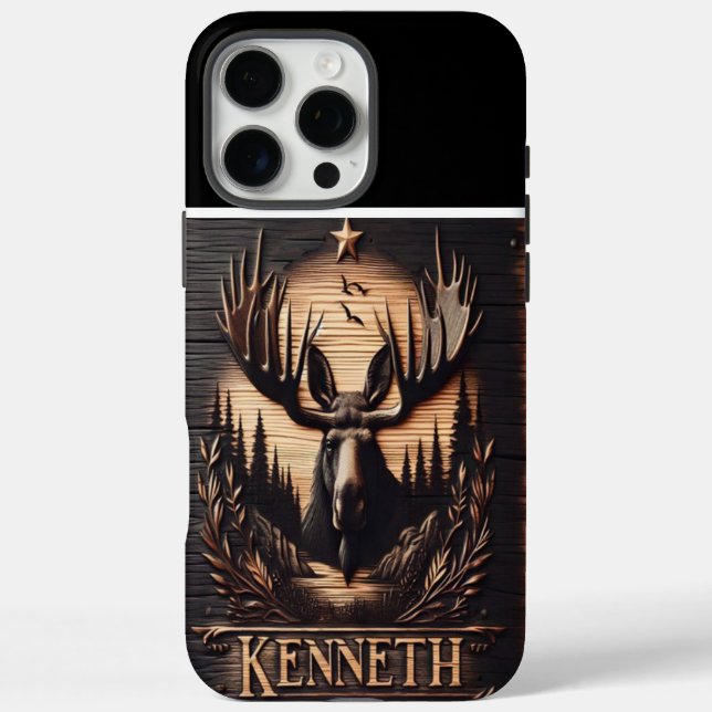 Carved Moose Wood Sign Case-Mate iPhone Case (Back)