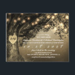 Carved Oak Tree Vintage Rustic Wedding Invitations<br><div class="desc">Carved Oak Tree Vintage Rustic Wedding Invitations - features a gorgeous oak tree over a vintage distressed background with string lights. You can "carve" the heart to the initials of your choice. See the entire matching design collection on this page. NOTE: This design is presized to 4.25" x 5.5" inches....</div>