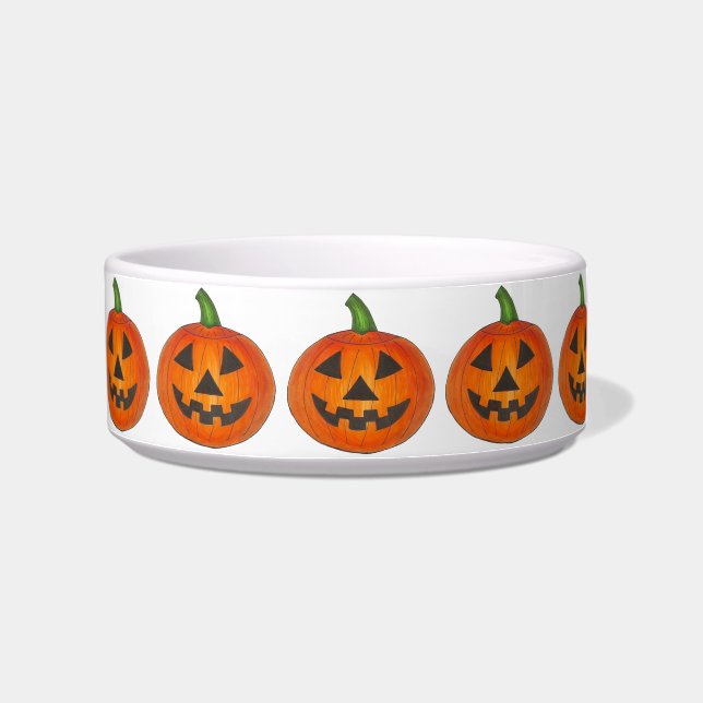 Carved Orange Happy Halloween Pumpkin Patch Bowl (Right)